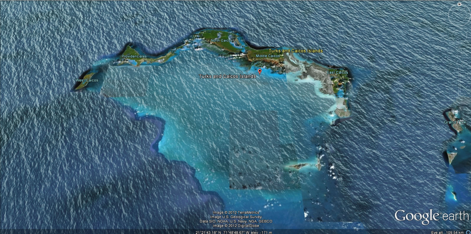 Turks and Caicos adalari yeryuzu haritasi